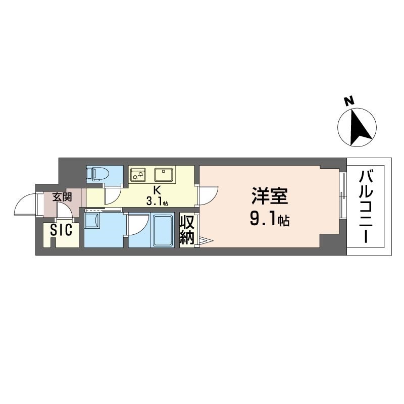 サンエール南堀江216号室の間取り